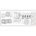 PC hardware blueprint schematic mousepad for gaming setup.